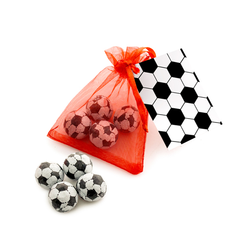 Promotional Organaza Bag - Chocolate Footballs
